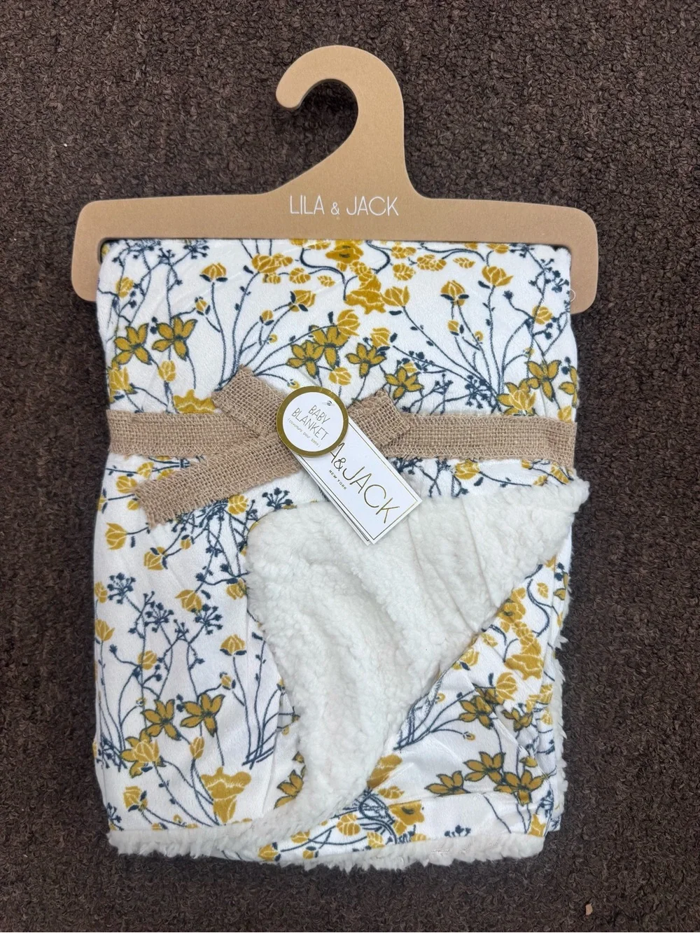 Lila & Jack Yellow Floral Sherpa Baby Blanket